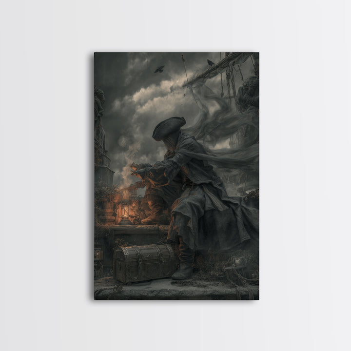 The Ghost Pirate Picnic, Vertical Wall Art, Dark Fantasy Wall Art, Canvas Print, Halloween Wall Decor, Gothic Home Decor, Horror Wall Art