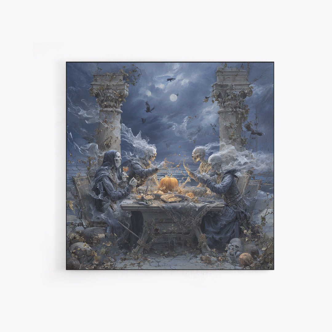 The Ghost Pirate Picnic, Square Wall Art, Dark Fantasy Wall Art, Canvas Print, Halloween Wall Decor, Gothic Home Decor, Spooky Wall Decor