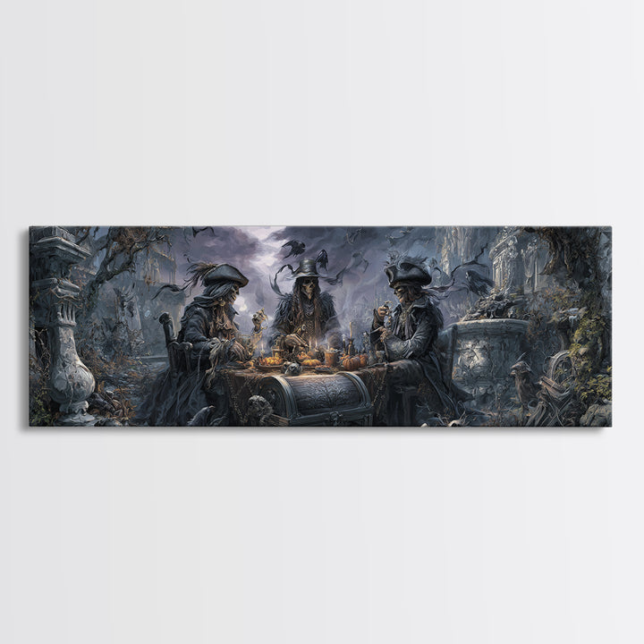 The Ghost Pirate Picnic, Extra Wide Wall Art, Haunted Gothic Art, Framed Canvas Print, Halloween Wall Decor, Gothic Home Decor