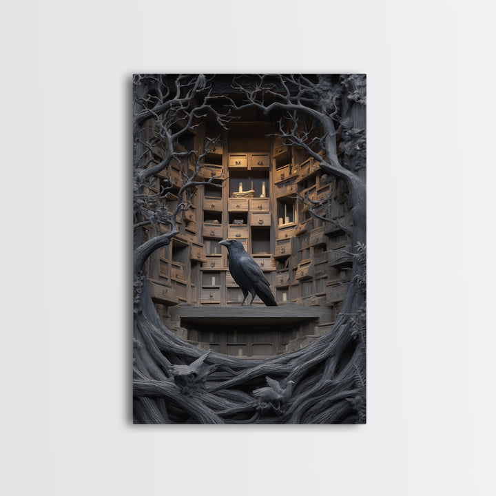 The Raven Post Office, Vertical Wall Art, Dark Halloween Decor, Canvas Print, Halloween Wall Decor, Gothic Home Decor, Halloween Wall Art