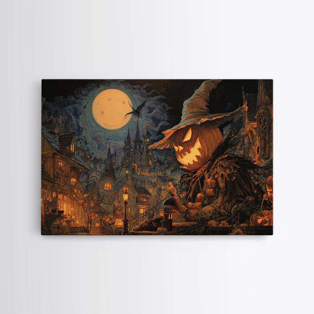 The Candy Corn Kingdom, Landscape Wall Art, Gothic Horror Wall Art, Framed Canvas Print, Halloween Wall Decor, Gothic Home Decor