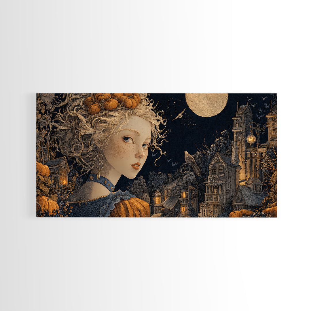 The Candy Corn Kingdom, Wide Panoramic Art, Dark Fantasy Wall Art, Canvas Print, Halloween Wall Decor, Gothic Home Decor, Halloween Decor