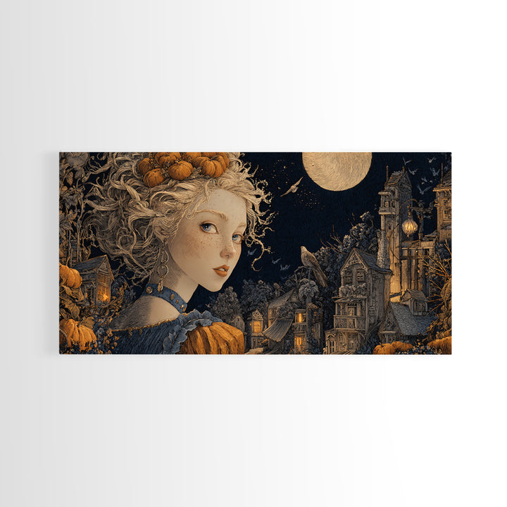 The Candy Corn Kingdom, Wide Panoramic Art, Dark Fantasy Wall Art, Canvas Print, Halloween Wall Decor, Gothic Home Decor, Halloween Decor