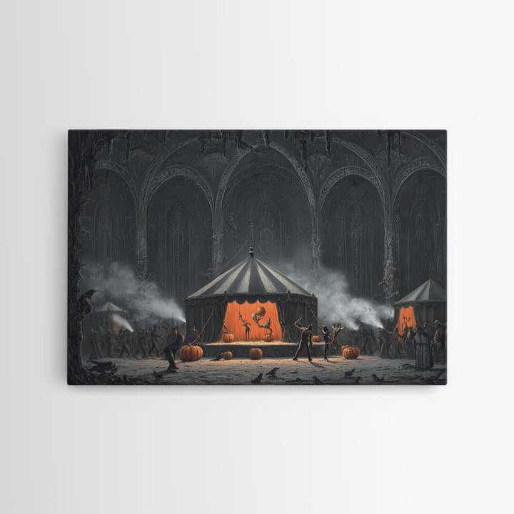 The Jack-O'-Lantern Circus, Landscape Wall Art, Spooky Home Decor, Canvas Print, Halloween Wall Decor, Gothic Home Decor
