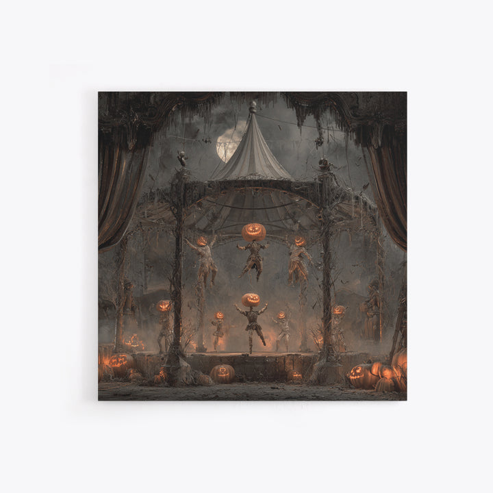 The Jack-O'-Lantern Circus, Square Wall Art, Haunted Gothic Art, Framed Canvas Print, Halloween Wall Decor, Gothic Home Decor