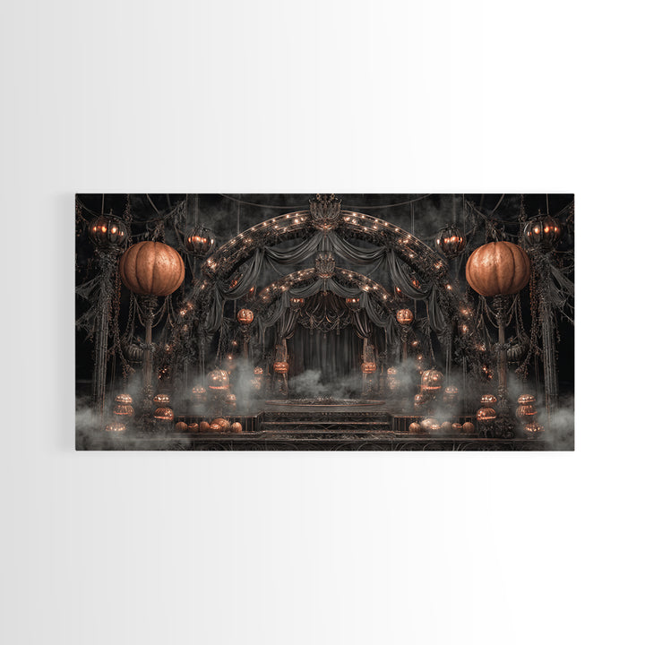 The Jack-O'-Lantern Circus, Wide Panoramic Art, Spooky Home Decor, Canvas Print, Halloween Wall Decor, Gothic Home Decor, Macabre Wall Art