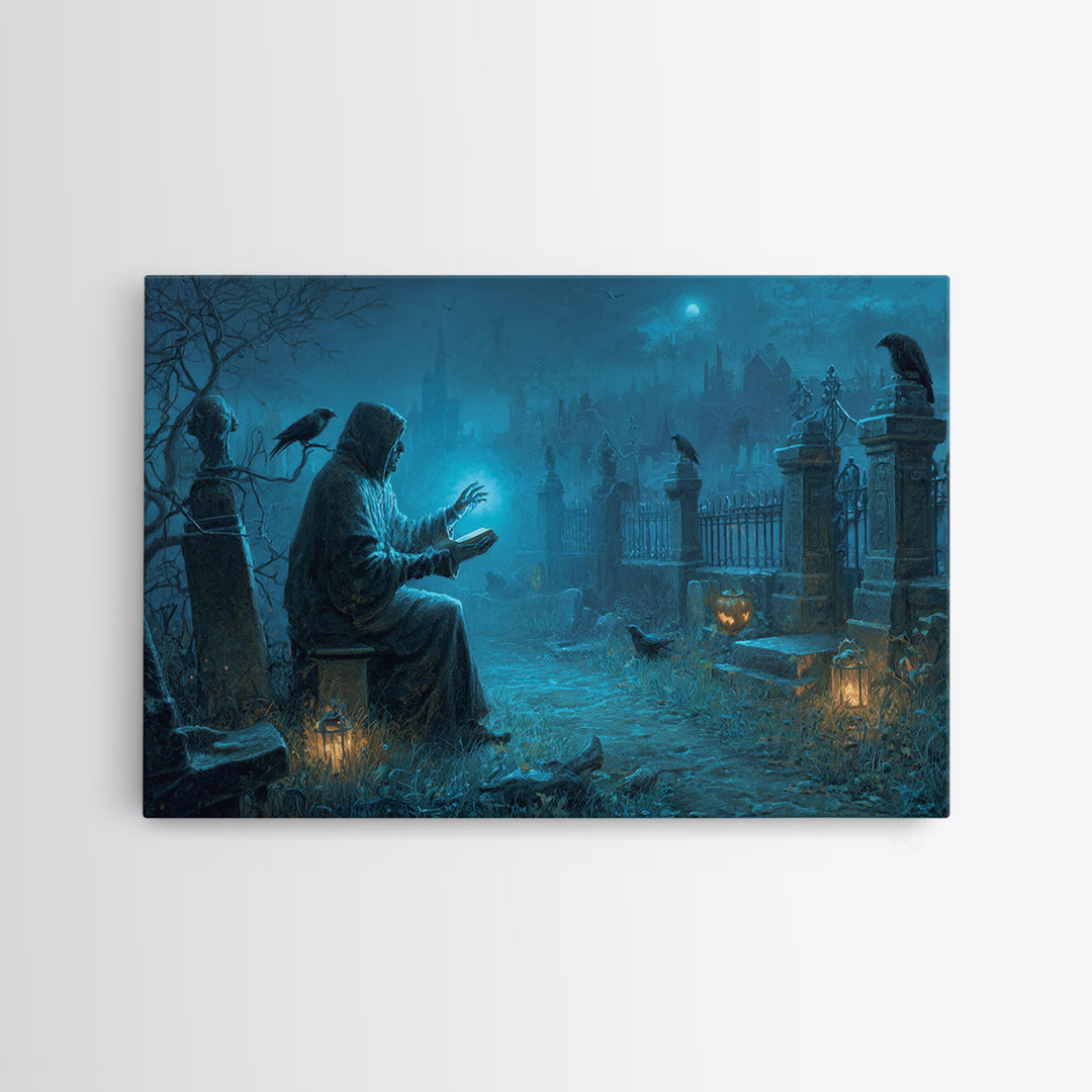 The Graveyard Book Club, Landscape Wall Art, Dark Halloween Decor, Canvas Print, Halloween Wall Decor, Gothic Home Decor, Macabre Wall Art