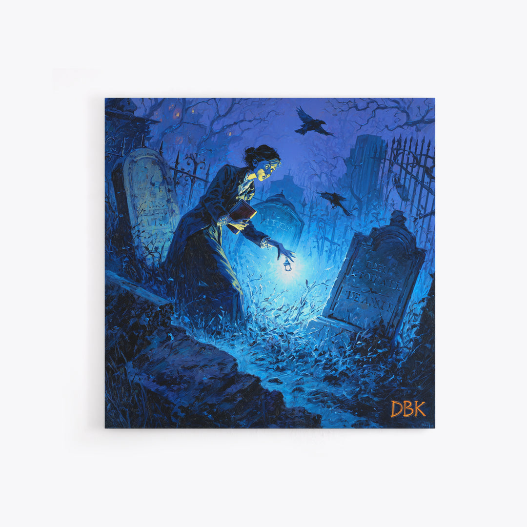 The Graveyard Book Club, Square Wall Art, Dark Halloween Decor, Canvas Print, Halloween Wall Decor, Gothic Home Decor, Halloween Wall Art