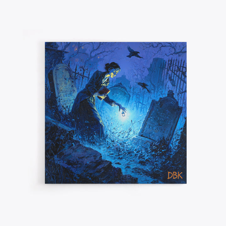 The Graveyard Book Club, Square Wall Art, Dark Halloween Decor, Canvas Print, Halloween Wall Decor, Gothic Home Decor, Halloween Wall Art