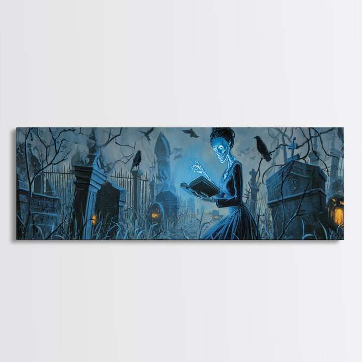 The Graveyard Book Club, Extra Wide Wall Art, Dark Fantasy Wall Art, Canvas Print, Halloween Wall Decor, Gothic Home Decor