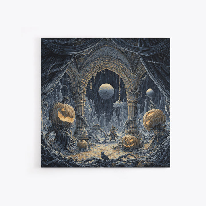 The Alien Pumpkin Patch, Square Wall Art, Dark Halloween Decor, Canvas Print, Halloween Wall Decor, Gothic Home Decor, Horror Wall Art