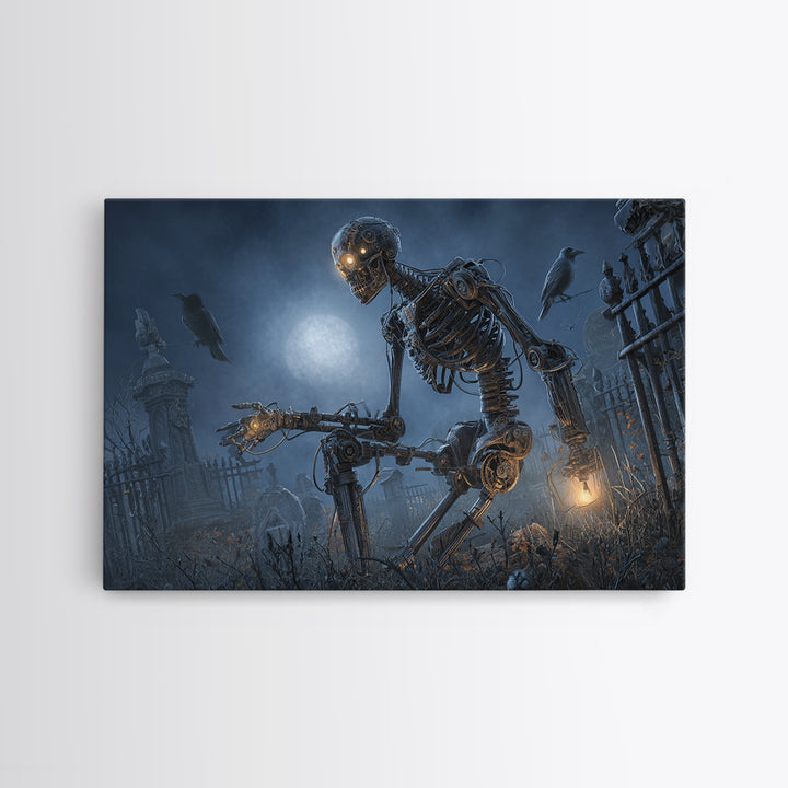 The Biomechanical Skeleton, Landscape Wall Art, Spooky Home Decor, Canvas Print, Halloween Wall Decor, Gothic Home Decor, Spooky Wall Decor