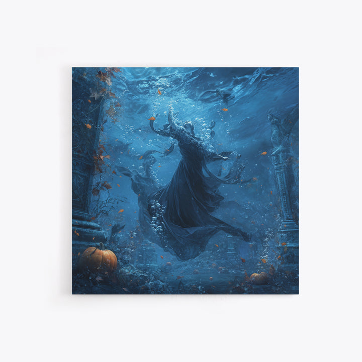 The Underwater Graveyard, Square Wall Art, Dark Halloween Decor, Canvas Print, Halloween Wall Decor, Gothic Home Decor, Halloween Wall Art