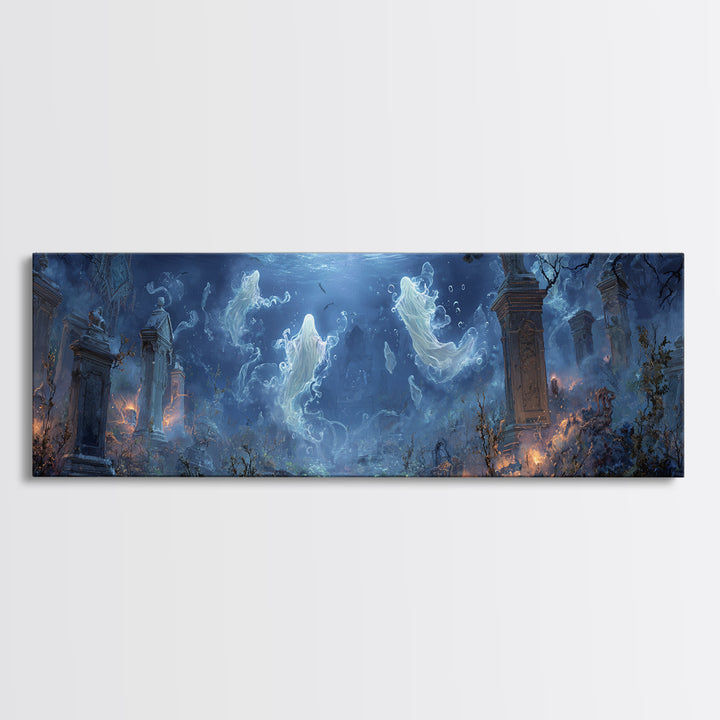 The Underwater Graveyard, Extra Wide Wall Art, Spooky Home Decor, Canvas Print, Halloween Wall Decor, Gothic Home Decor, Seasonal Home Decor