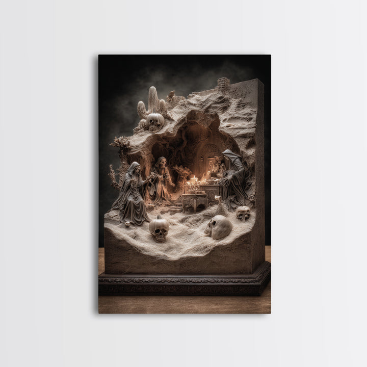 Desert Halloween, Vertical Wall Art, Spooky Home Decor, Canvas Print, Halloween Wall Decor, Gothic Home Decor, Statement Wall Art