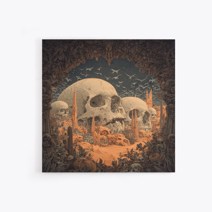 Desert Halloween, Square Wall Art, Spooky Home Decor, Canvas Print, Halloween Wall Decor, Gothic Home Decor, Spooky Wall Decor
