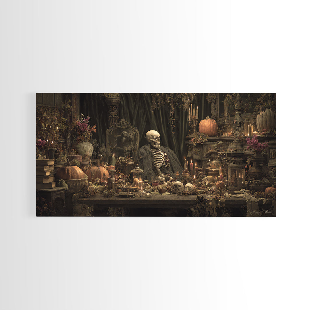 Desert Halloween, Wide Panoramic Art, Gothic Horror Wall Art, Framed Canvas Print, Halloween Wall Decor, Gothic Home Decor, Halloween Decor