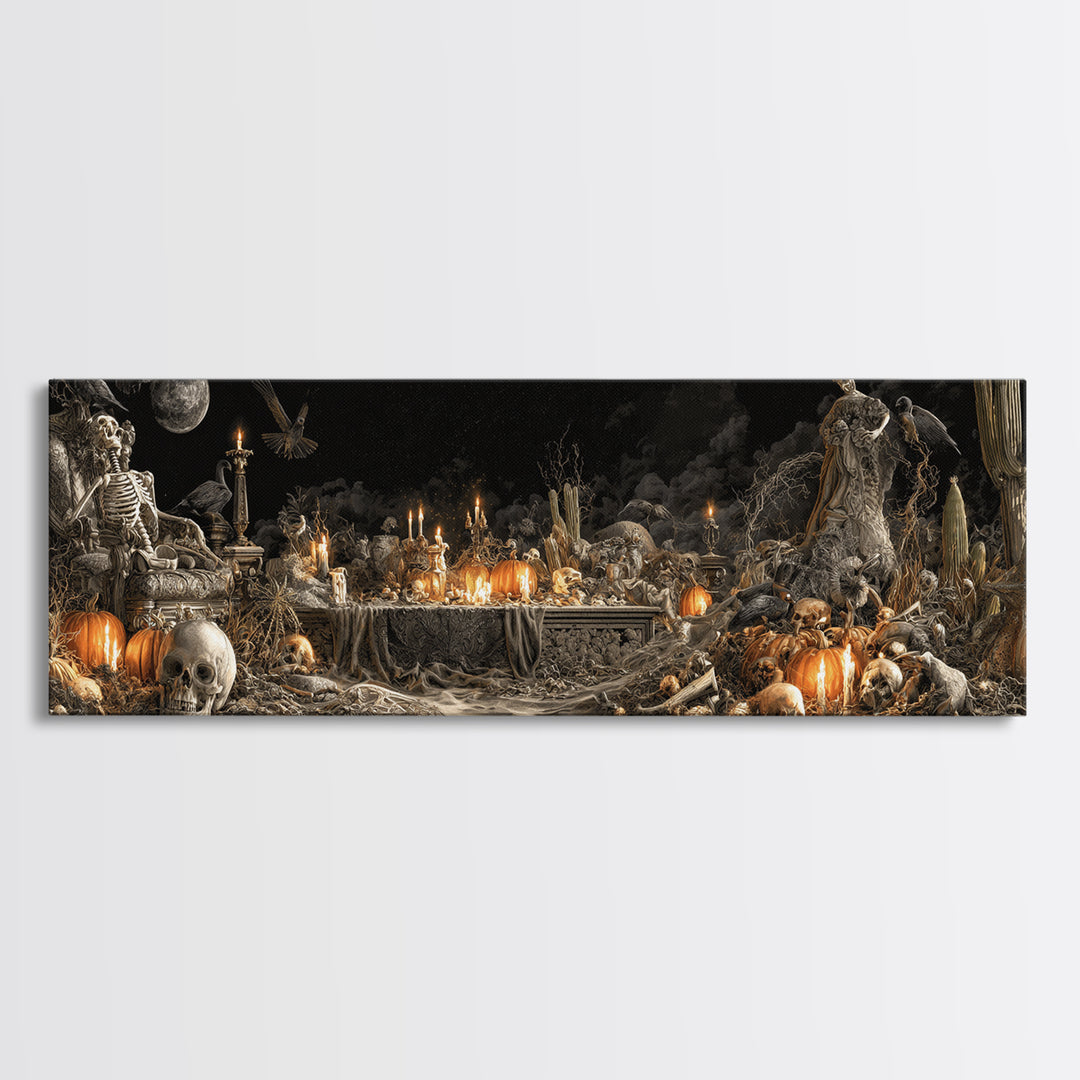 Desert Halloween, Extra Wide Wall Art, Dark Halloween Decor, Canvas Print, Halloween Wall Decor, Gothic Home Decor, Statement Wall Art