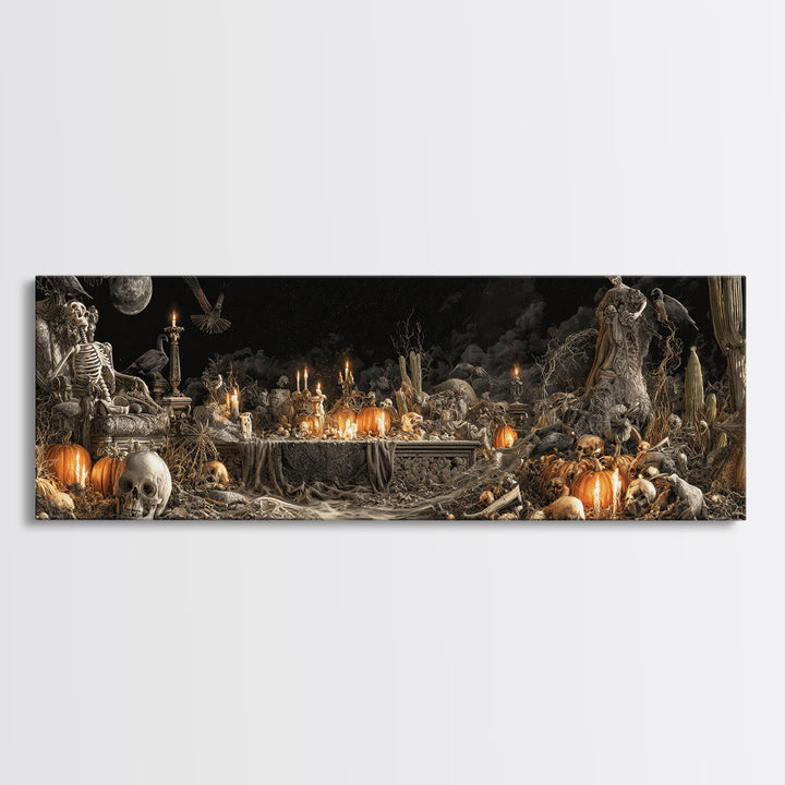 Desert Halloween, Extra Wide Wall Art, Dark Halloween Decor, Canvas Print, Halloween Wall Decor, Gothic Home Decor, Statement Wall Art