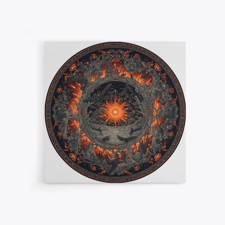 The Volcanic Demon Festival, Square Wall Art, Gothic Horror Wall Art, Framed Canvas Print, Halloween Wall Decor, Gothic Home Decor