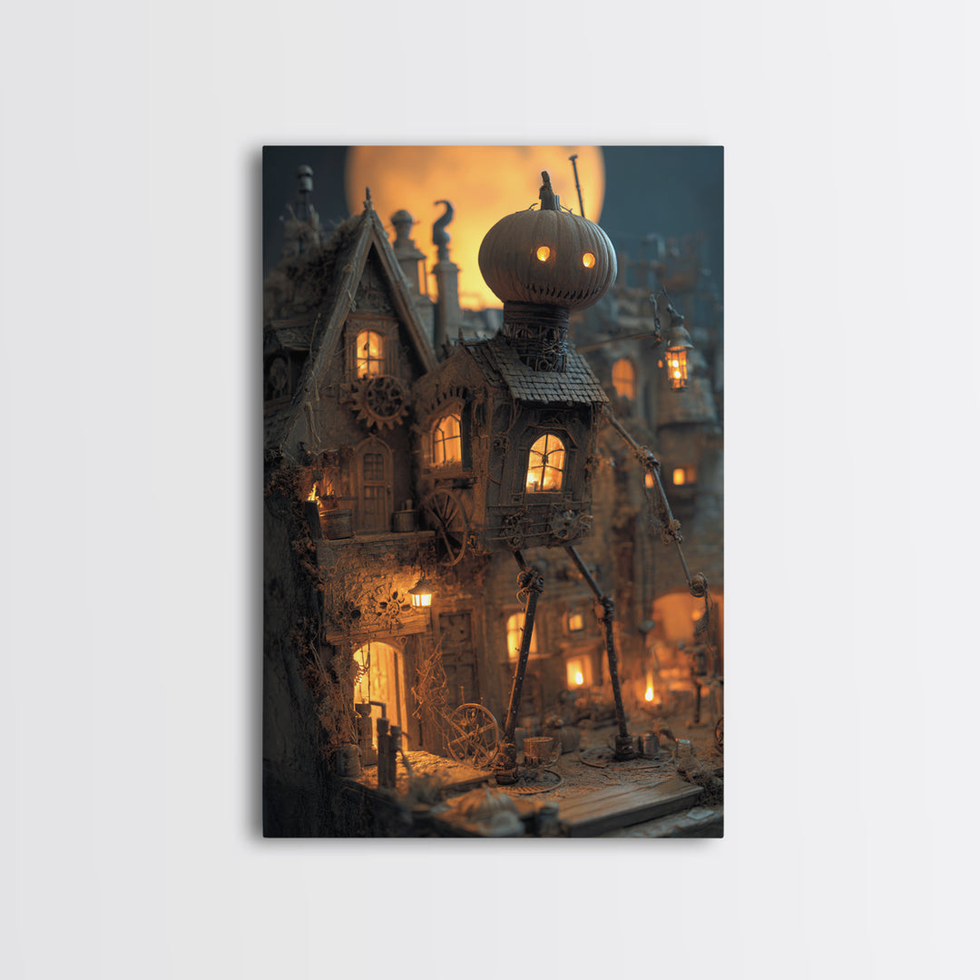 The Clockwork Haunted House, Vertical Wall Art, Spooky Home Decor, Canvas Print, Halloween Wall Decor, Gothic Home Decor, Halloween Decor