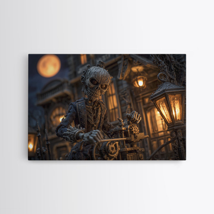 The Clockwork Haunted House, Landscape Wall Art, Dark Halloween Decor, Canvas Print, Halloween Wall Decor, Gothic Home Decor