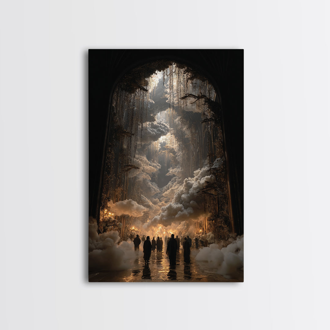 The Upside-Down Cemetery, Vertical Wall Art, Haunted Gothic Art, Framed Canvas Print, Halloween Wall Decor, Gothic Home Decor