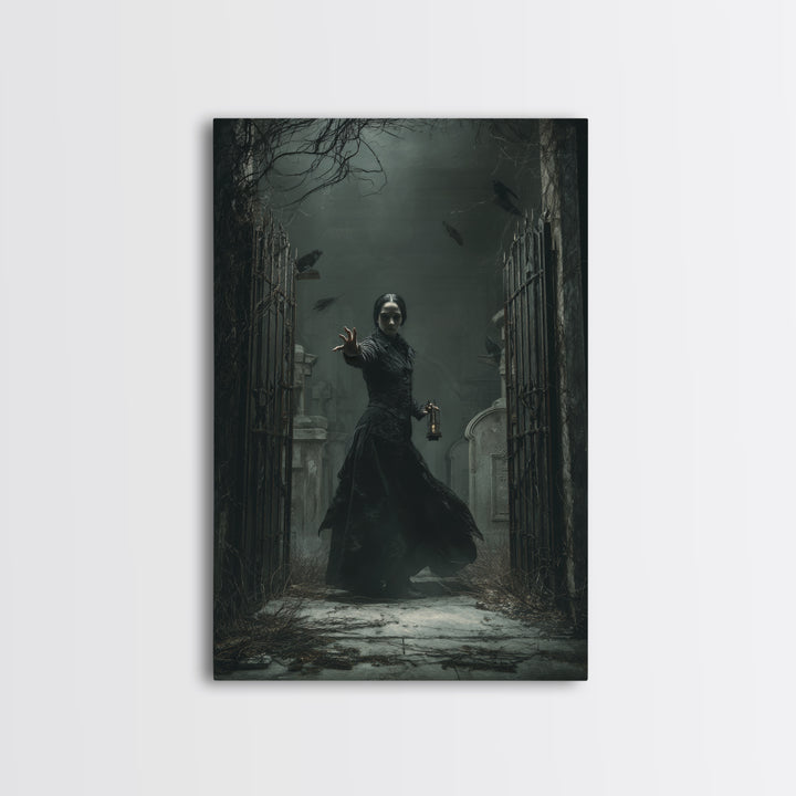 The Infinite Hallway, Vertical Wall Art, Gothic Horror Wall Art, Framed Canvas Print, Halloween Wall Decor, Gothic Home Decor