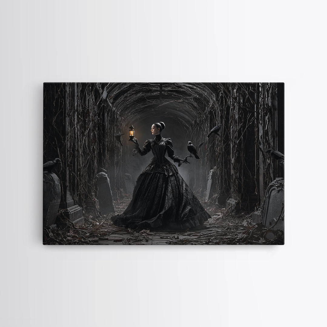 The Infinite Hallway, Landscape Wall Art, Gothic Horror Wall Art, Framed Canvas Print, Halloween Wall Decor, Gothic Home Decor