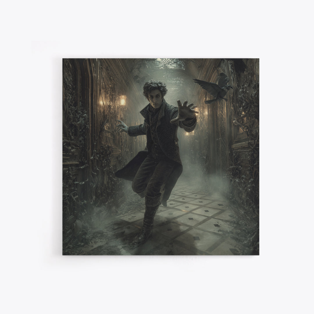 The Infinite Hallway, Square Wall Art, Haunted Gothic Art, Framed Canvas Print, Halloween Wall Decor, Gothic Home Decor, Spooky Wall Decor