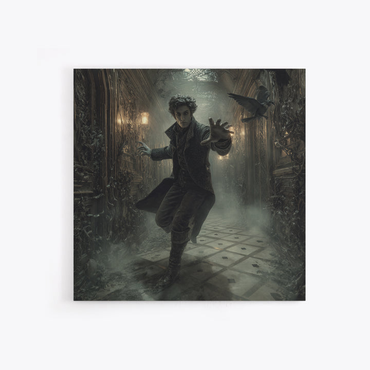 The Infinite Hallway, Square Wall Art, Haunted Gothic Art, Framed Canvas Print, Halloween Wall Decor, Gothic Home Decor, Spooky Wall Decor