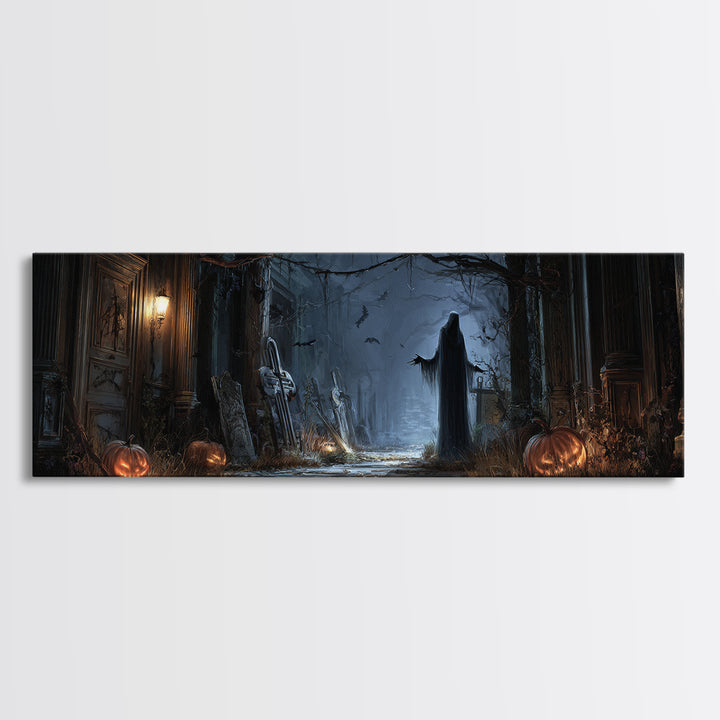 The Infinite Hallway, Extra Wide Wall Art, Dark Halloween Decor, Canvas Print, Halloween Wall Decor, Gothic Home Decor