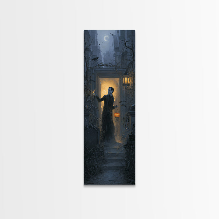 The Infinite Hallway, Tall Narrow Wall Art, Gothic Horror Wall Art, Framed Canvas Print, Halloween Wall Decor, Gothic Home Decor
