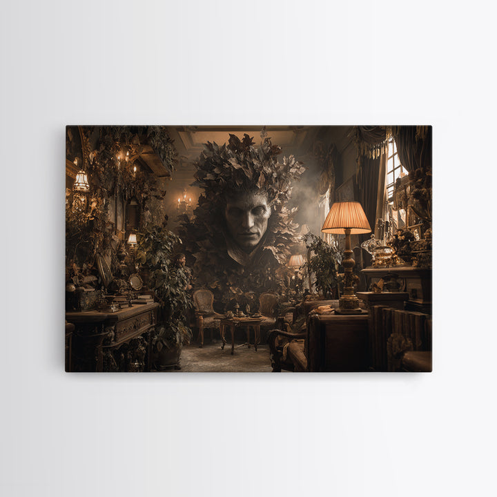 The Autumn-Leaf Ghost, Landscape Wall Art, Macabre Wall Art, Framed Canvas Print, Halloween Wall Decor, Gothic Home Decor