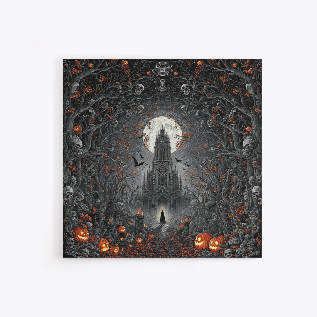 The Cathedral Of Bones, Square Wall Art, Dark Fantasy Wall Art, Canvas Print, Halloween Wall Decor, Gothic Home Decor, Dark Fantasy Art