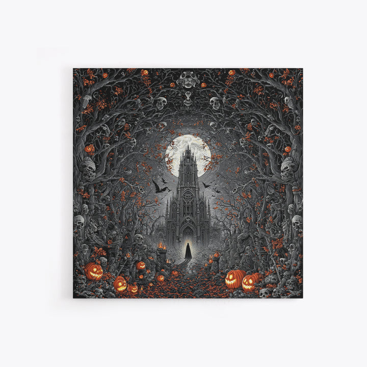The Cathedral Of Bones, Square Wall Art, Dark Fantasy Wall Art, Canvas Print, Halloween Wall Decor, Gothic Home Decor, Dark Fantasy Art