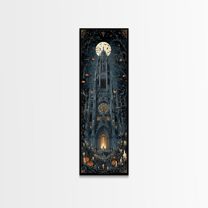 The Cathedral Of Bones, Tall Narrow Wall Art, Dark Halloween Decor, Canvas Print, Halloween Wall Decor, Gothic Home Decor, Spooky Wall Decor