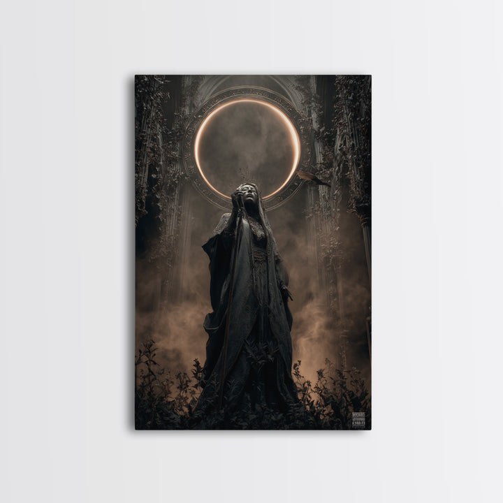 The Eclipse Summoning, Vertical Wall Art, Dark Halloween Decor, Canvas Print, Halloween Wall Decor, Gothic Home Decor, Seasonal Home Decor