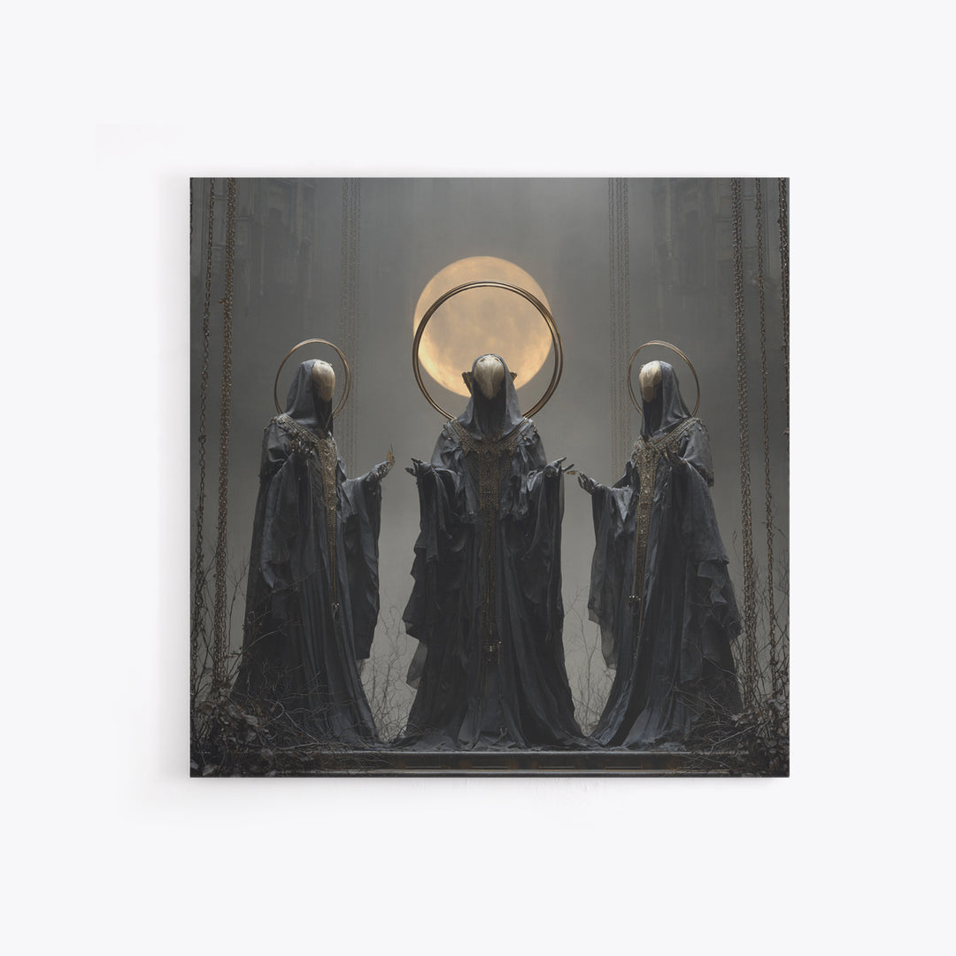 The Eclipse Summoning, Square Wall Art, Haunted Gothic Art, Framed Canvas Print, Halloween Wall Decor, Gothic Home Decor, Spooky Wall Decor