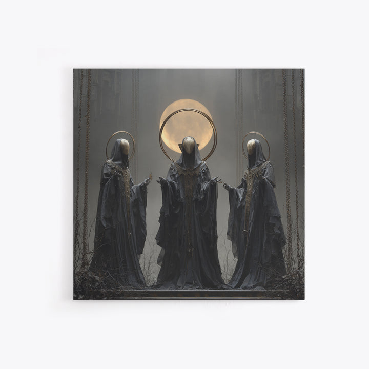 The Eclipse Summoning, Square Wall Art, Haunted Gothic Art, Framed Canvas Print, Halloween Wall Decor, Gothic Home Decor, Spooky Wall Decor
