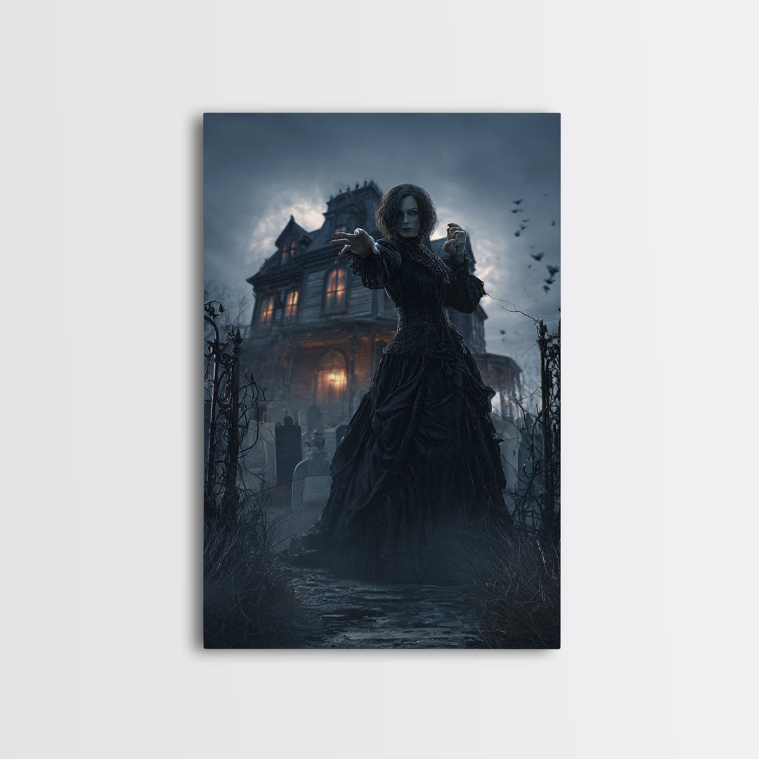 The Last House At The World'S Edge, Vertical Wall Art, Macabre Wall Art, Framed Canvas Print, Halloween Wall Decor, Gothic Home Decor
