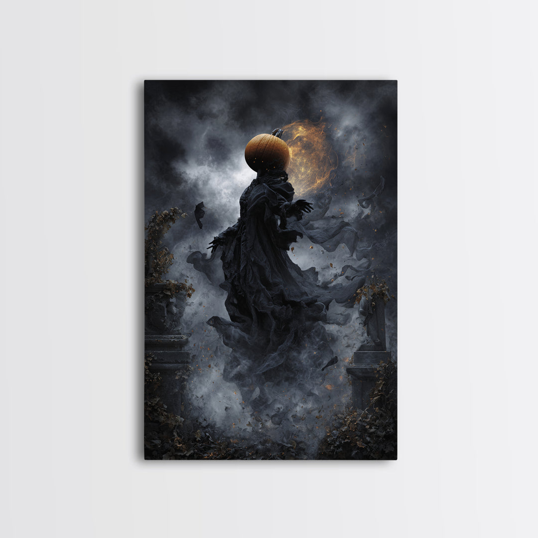 Halloween On Another Planet, Vertical Wall Art, Dark Halloween Decor, Canvas Print, Halloween Wall Decor, Gothic Home Decor