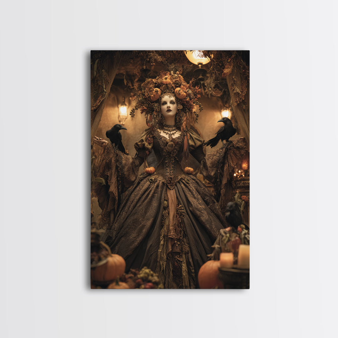 The Personification Of October, Vertical Wall Art, Dark Halloween Decor, Canvas Print, Halloween Wall Decor, Gothic Home Decor