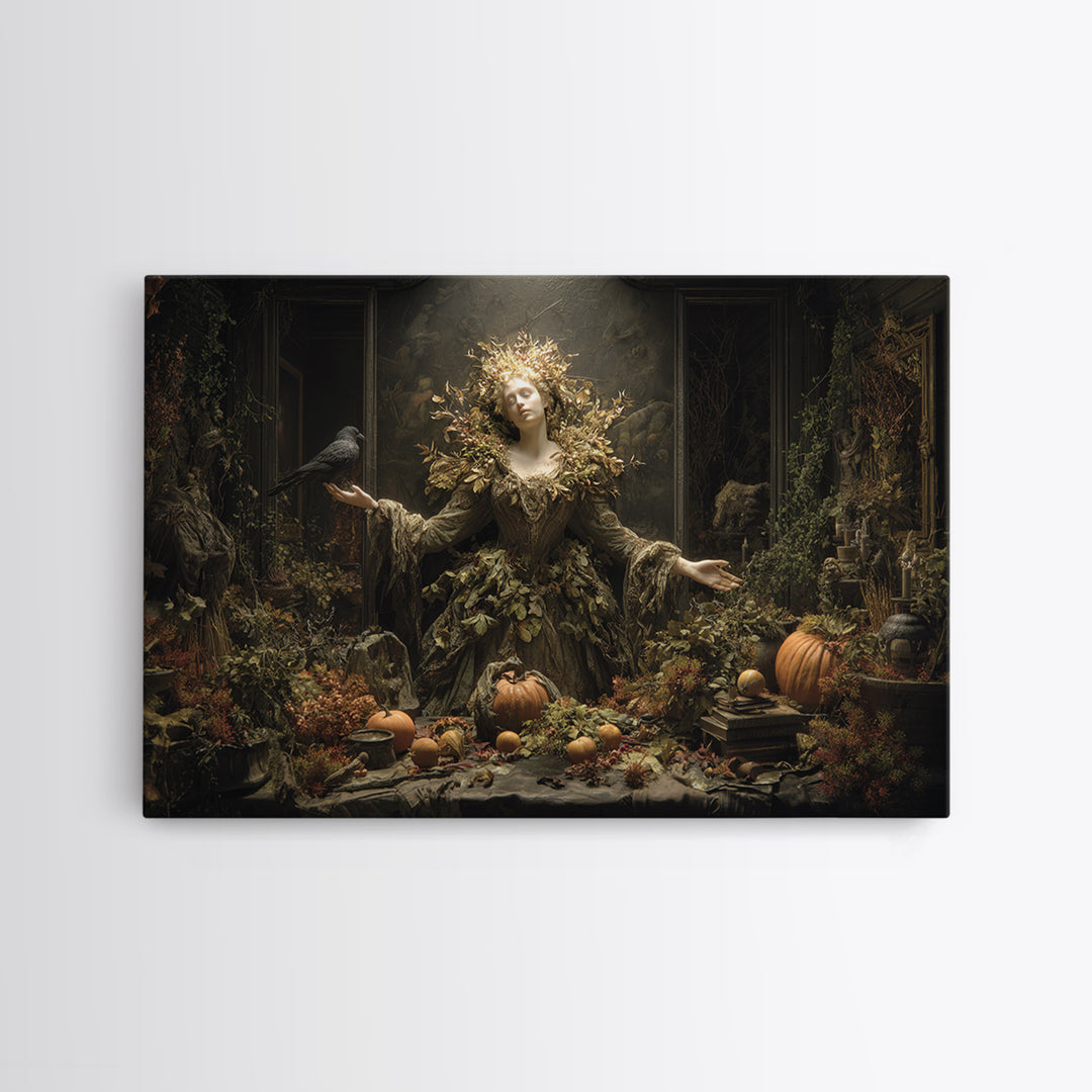 The Personification Of October, Landscape Wall Art, Haunted Gothic Art, Framed Canvas Print, Halloween Wall Decor, Gothic Home Decor