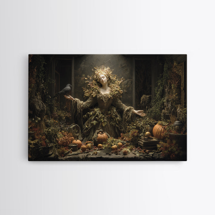 The Personification Of October, Landscape Wall Art, Haunted Gothic Art, Framed Canvas Print, Halloween Wall Decor, Gothic Home Decor
