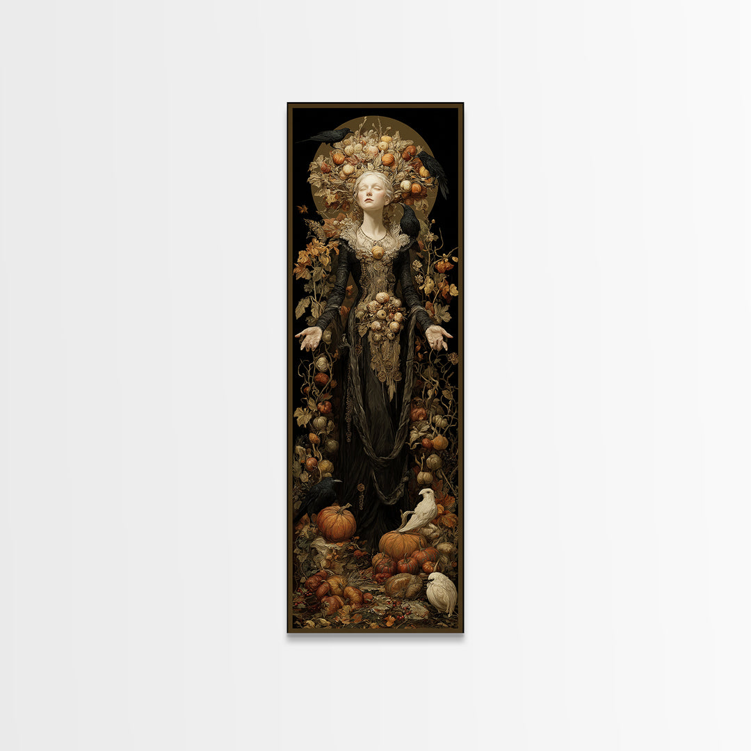 The Personification Of October, Tall Narrow Wall Art, Dark Fantasy Wall Art, Canvas Print, Halloween Wall Decor, Gothic Home Decor