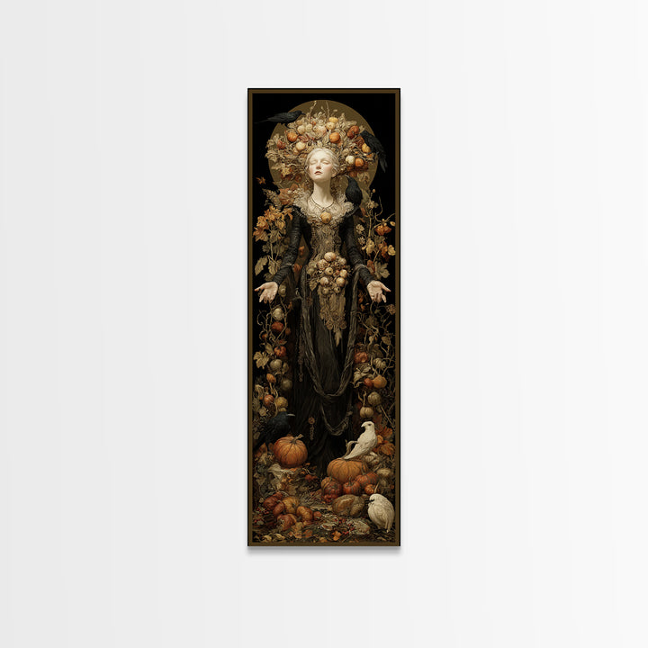 The Personification Of October, Tall Narrow Wall Art, Dark Fantasy Wall Art, Canvas Print, Halloween Wall Decor, Gothic Home Decor