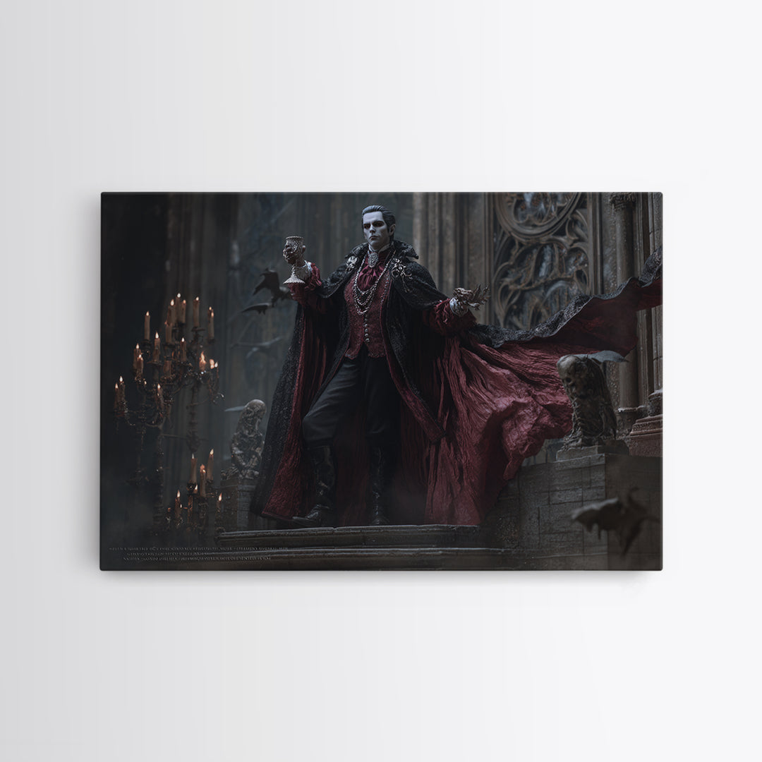 The Crimson Count Of Hollow Keep, Landscape Wall Art, Dark Halloween Decor, Canvas Print, Halloween Wall Decor, Gothic Home Decor