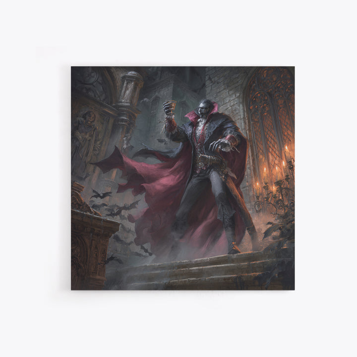 The Crimson Count Of Hollow Keep, Square Wall Art, Macabre Wall Art, Framed Canvas Print, Halloween Wall Decor, Gothic Home Decor
