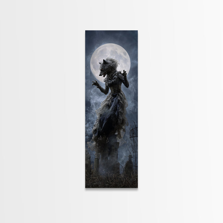 The Widow Wolf Of Briar Moon, Tall Narrow Wall Art, Dark Fantasy Wall Art, Canvas Print, Halloween Wall Decor, Gothic Home Decor